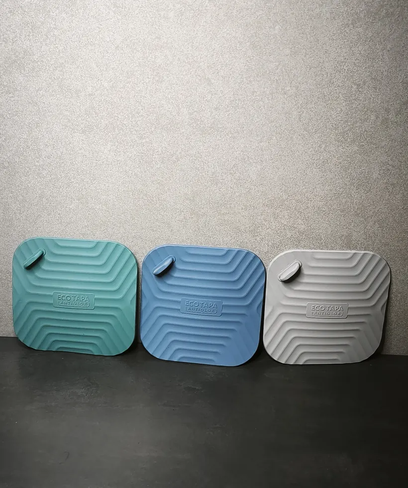 Tres Ecotapas en verde, azul y gris